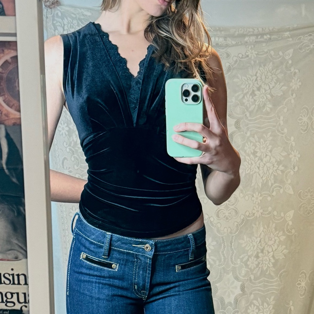 Elegant Black Velvet Top by Jessica